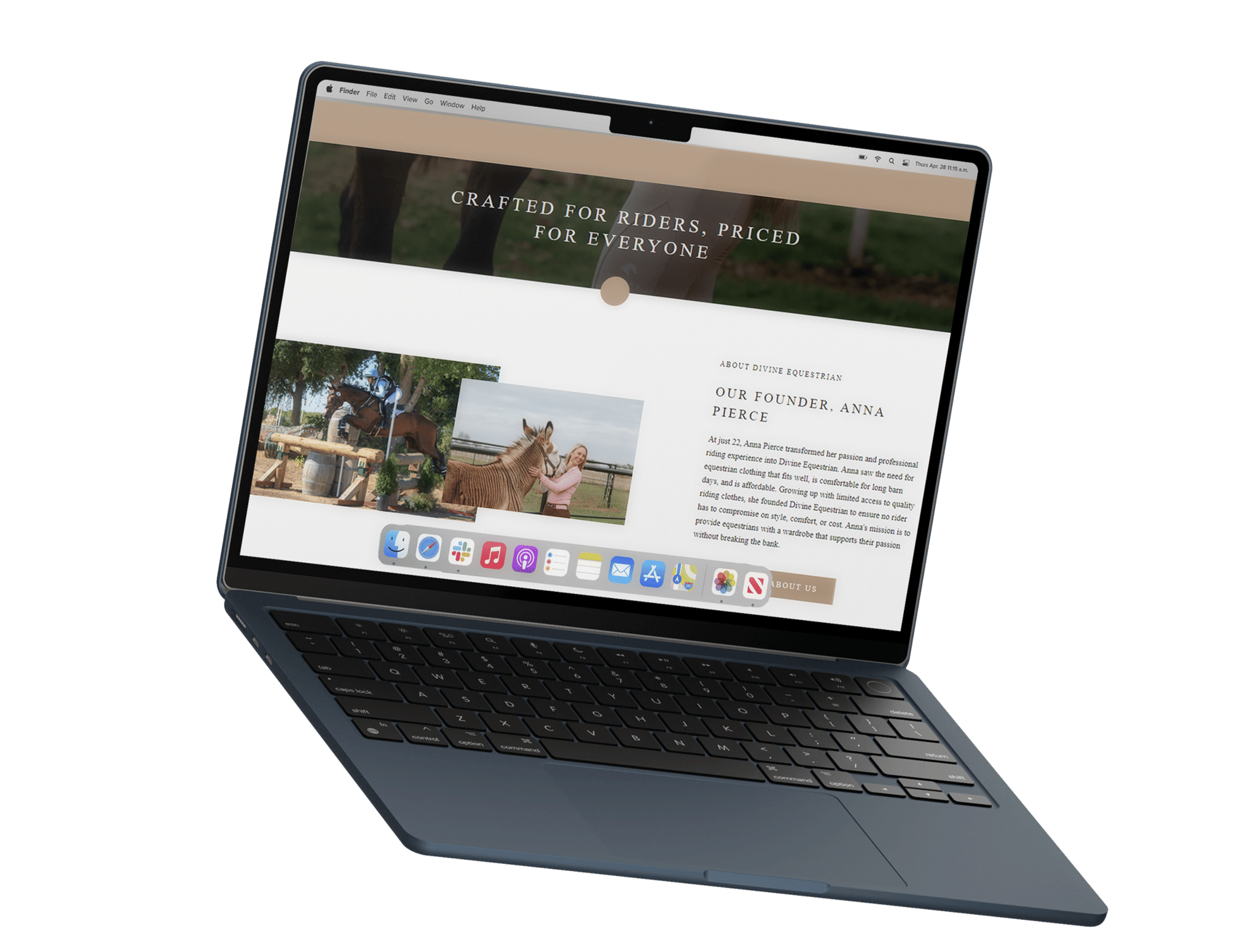 Digital Mockup of a website for equestrians.